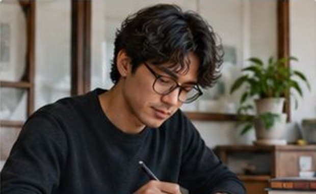 Seseorang menulis di buku catatan