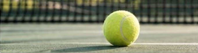 Bola tenis di dekat net